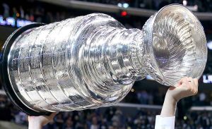 a Stanley Cup being hoisted