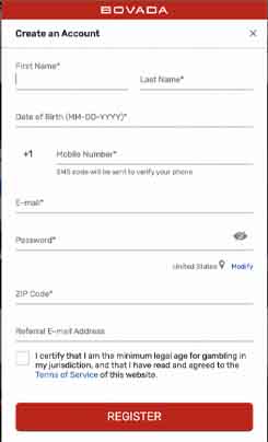 Bovada sign-up