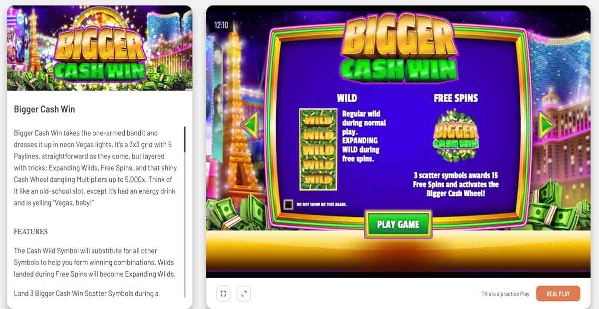 Cafe Casino user interface